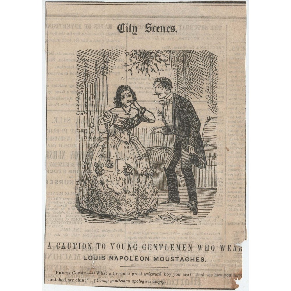 Antique 1850s Saturday Evening Post Clipping City Scenes Victorian Humor Art